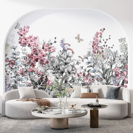 Panoramic Wallpaper - Wall Mural - Flowers