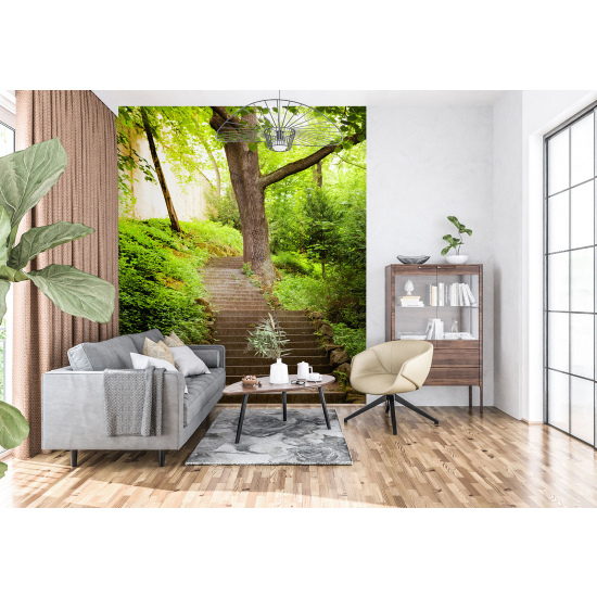 Panoramic Wallpaper - Wall Mural - Forest Stairs