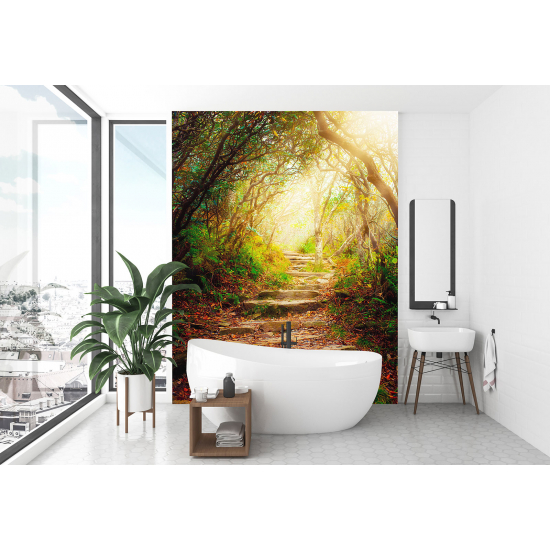 Panoramic Wallpaper - Wall Mural - Forest Stairs