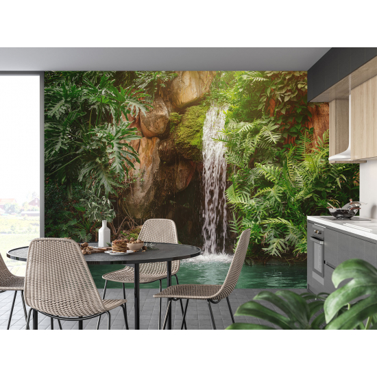 Panoramic Wallpaper - Wall Mural - Forest Waterfall