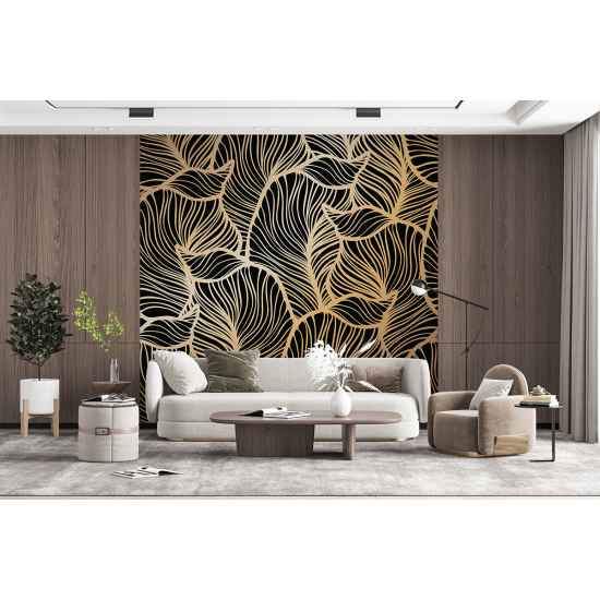 Panoramic Wallpaper - Wall Mural - Golden leaves