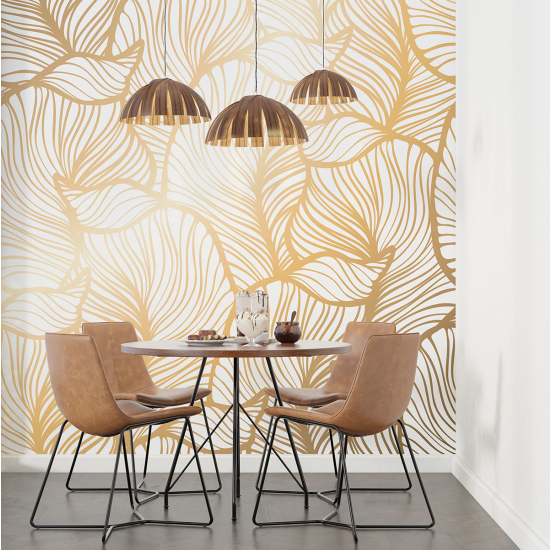 Panoramic Wallpaper - Wall Mural - Golden leaves