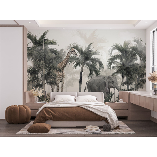 Panoramic Wallpaper - Wall Mural - Jungle Animals