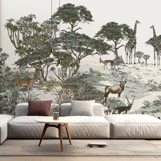 Panoramic Wallpaper - Wall Mural - Jungle Animals