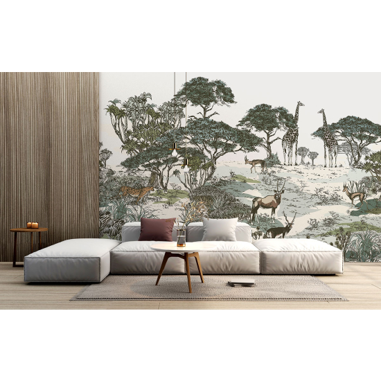 Panoramic Wallpaper - Wall Mural - Jungle Animals