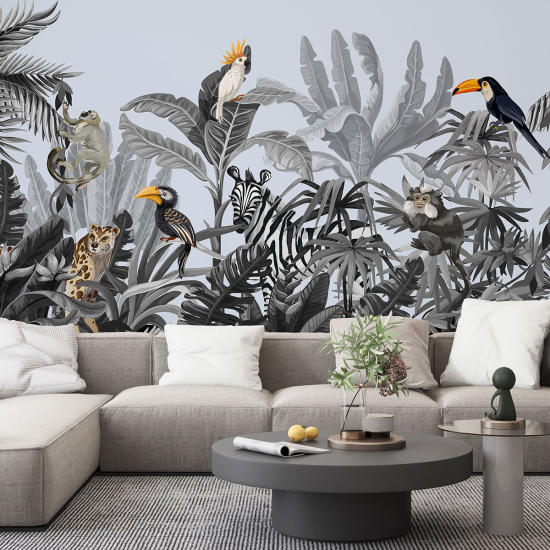 Panoramic Wallpaper - Wall Mural - Jungle Animals