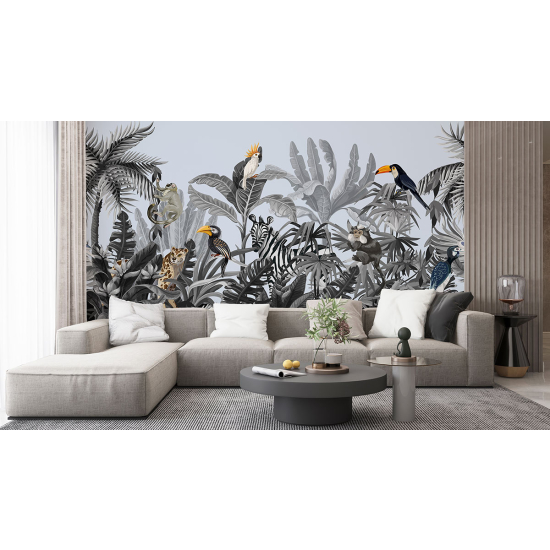 Panoramic Wallpaper - Wall Mural - Jungle Animals