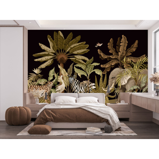 Panoramic Wallpaper - Wall Mural - Jungle Animals