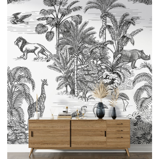 Panoramic Wallpaper - Wall Mural - Jungle Animals