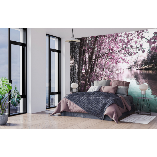 Panoramic Wallpaper - Wall Mural - Lake and trees