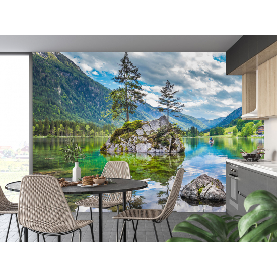 Panoramic Wallpaper - Wall Mural - Lake Mountains