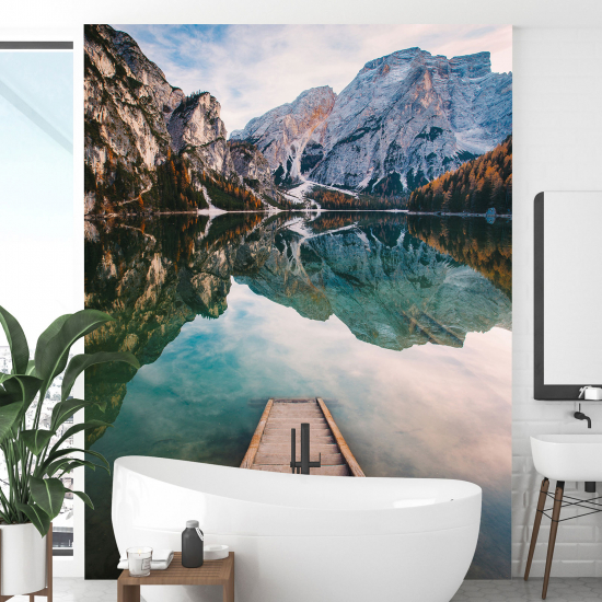 Panoramic Wallpaper - Wall Mural - Lake Mountains