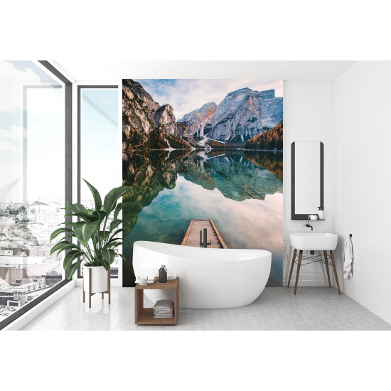 Panoramic Wallpaper - Wall Mural - Lake Mountains