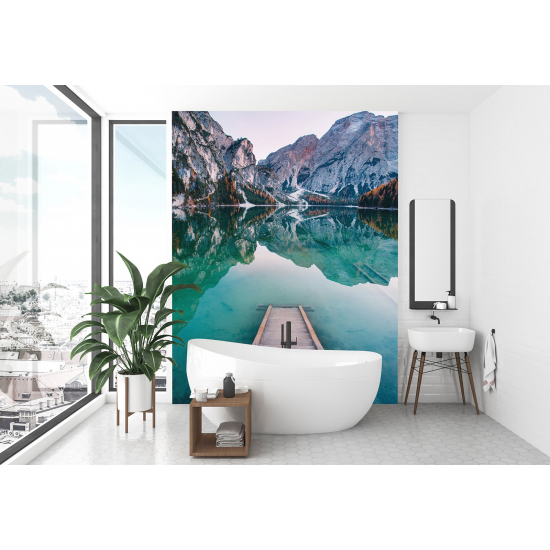 Panoramic Wallpaper - Wall Mural - Lake Mountains