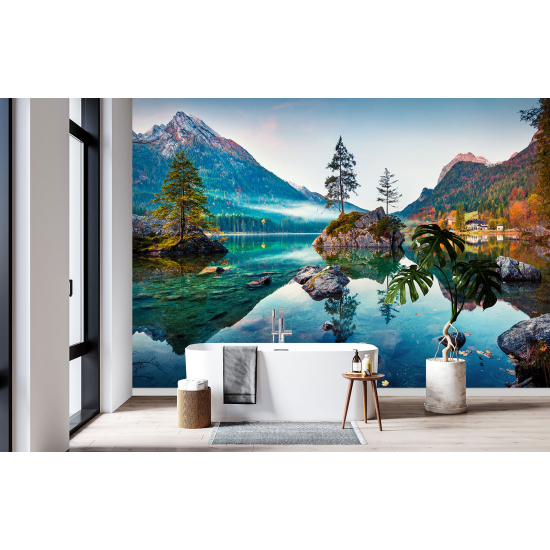 Panoramic Wallpaper - Wall Mural - Lake Mountains