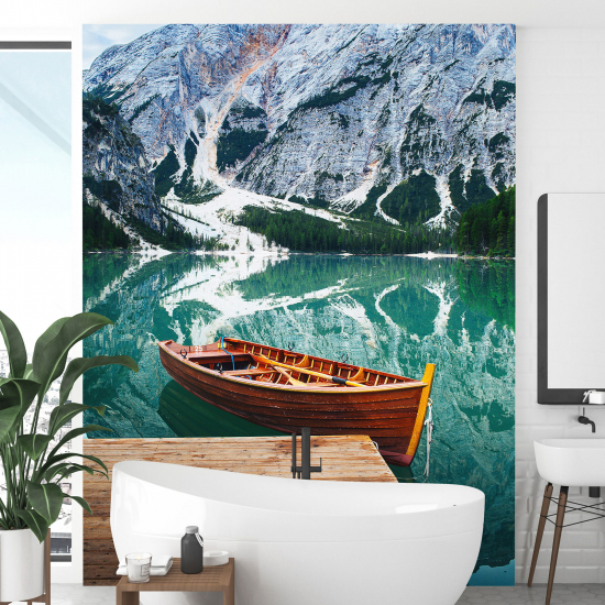 Panoramic Wallpaper - Wall Mural - Lake Mountains