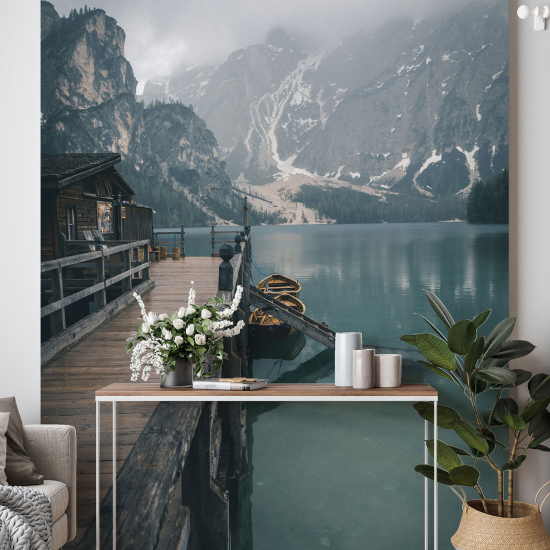 Panoramic Wallpaper - Wall Mural - Lake Mountains