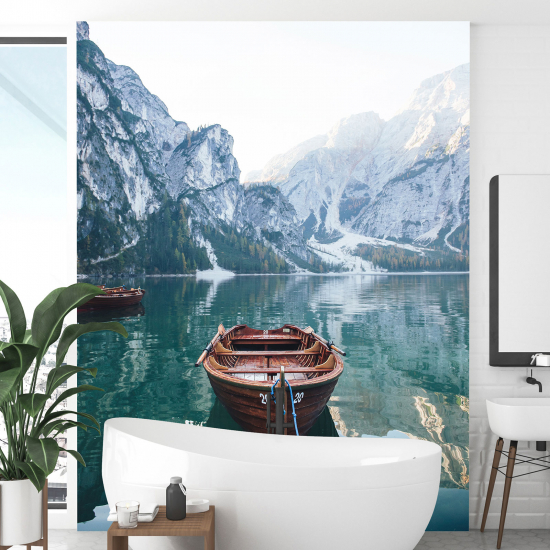 Panoramic Wallpaper - Wall Mural - Lake Mountains