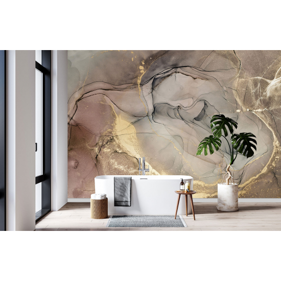 Panoramic Wallpaper - Wall Mural - Marbled effect