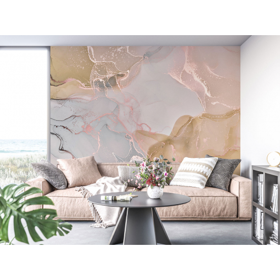 Panoramic Wallpaper - Wall Mural - Marbled effect
