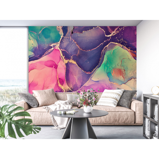 Panoramic Wallpaper - Wall Mural - Marbled effect