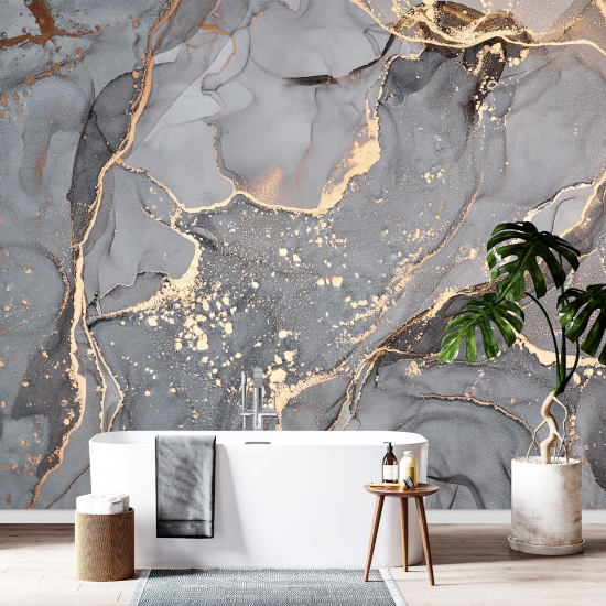 Panoramic Wallpaper - Wall Mural - Marbled effect