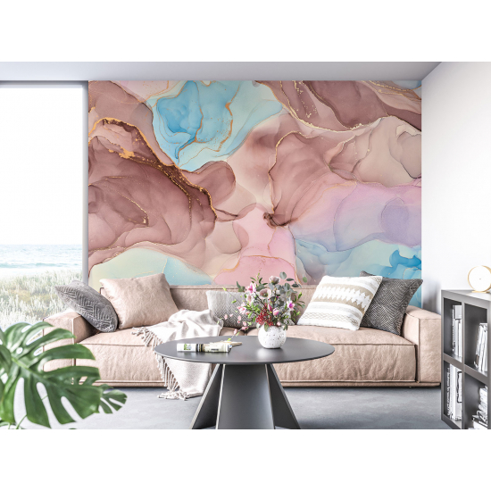 Panoramic Wallpaper - Wall Mural - Marbled effect