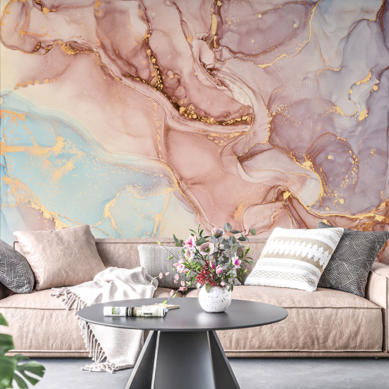 Panoramic Wallpaper - Wall Mural - Marbled effect