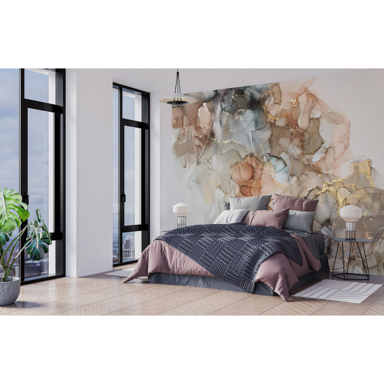 Panoramic Wallpaper - Wall Mural - Marbled effect