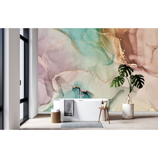 Panoramic Wallpaper - Wall Mural - Marbled effect