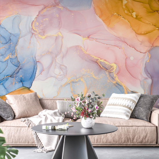 Panoramic Wallpaper - Wall Mural - Marbled effect