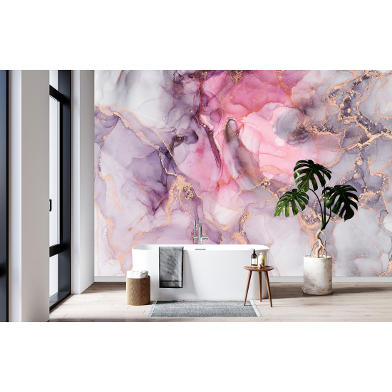 Panoramic Wallpaper - Wall Mural - Marbled effect