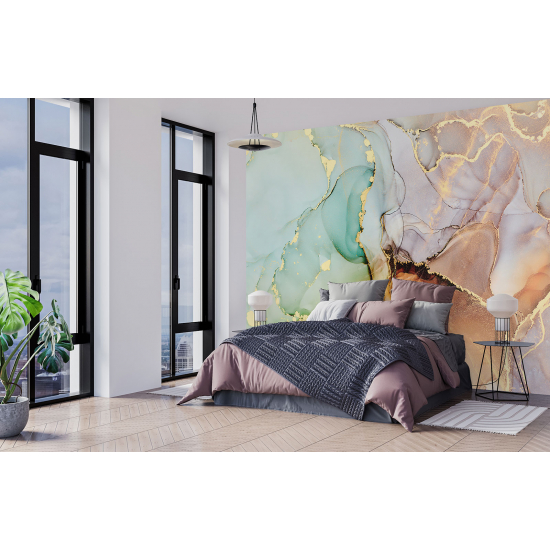 Panoramic Wallpaper - Wall Mural - Marbled effect