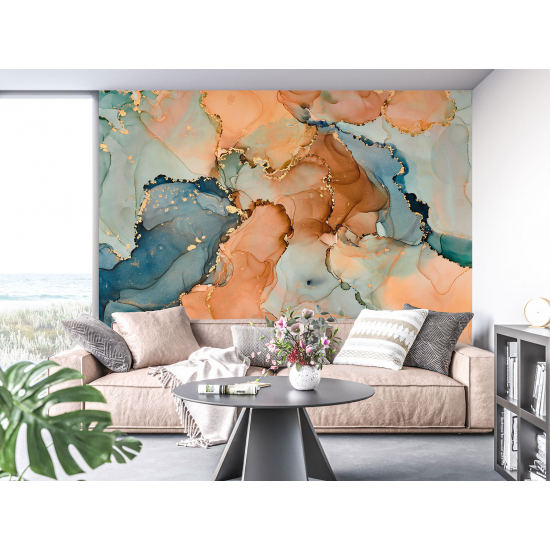 Panoramic Wallpaper - Wall Mural - Marbled effect