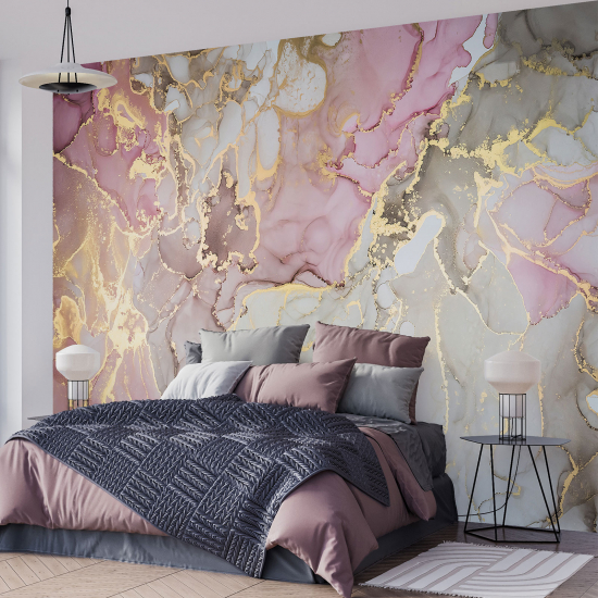 Panoramic Wallpaper - Wall Mural - Marbled effect