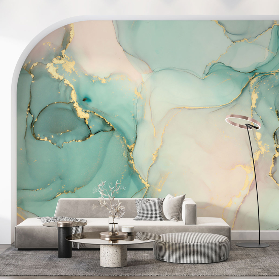 Panoramic Wallpaper - Wall Mural - Marbled effect