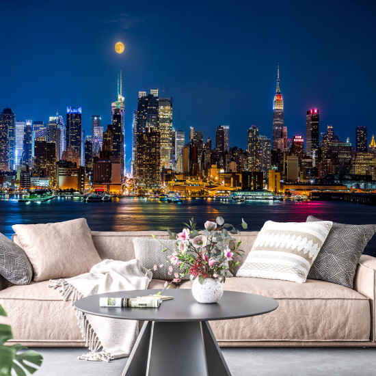 Panoramic Wallpaper - Wall Mural - New York Moon