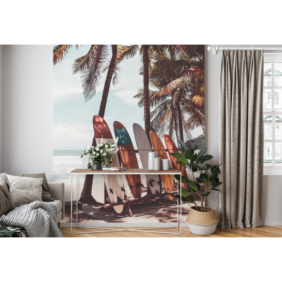 Panoramic Wallpaper - Wall Mural - Palm Trees Surfboards