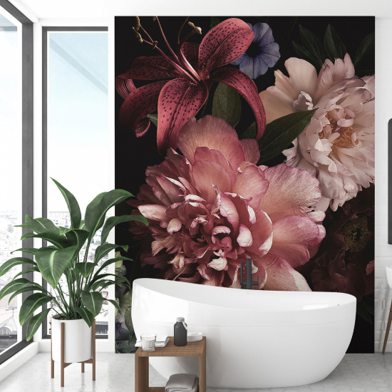 Panoramic Wallpaper - Wall Mural - Peonies