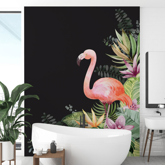 Panoramic Wallpaper - Wall Mural - Pink flamingo