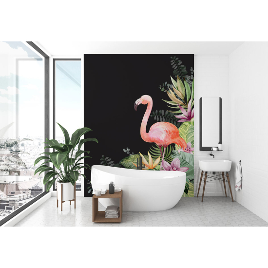 Panoramic Wallpaper - Wall Mural - Pink flamingo