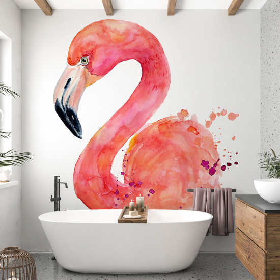 Panoramic Wallpaper - Wall Mural - Pink flamingo