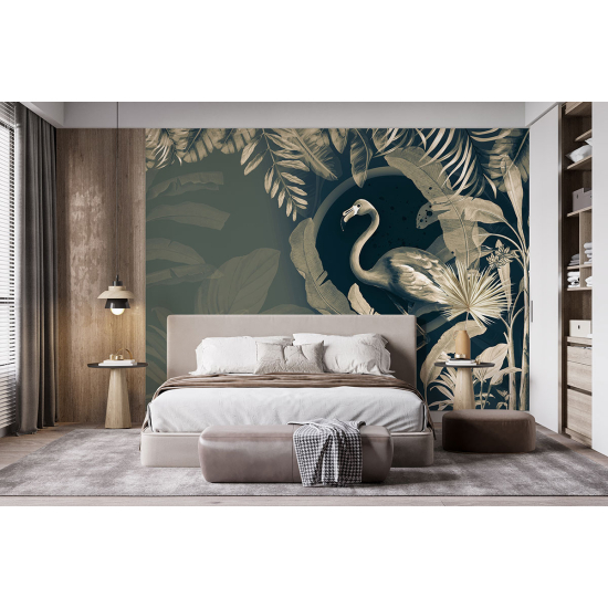 Panoramic Wallpaper - Wall Mural - Pink flamingo