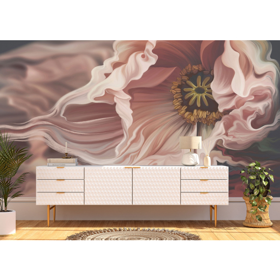 Panoramic Wallpaper - Wall Mural - Pink flower