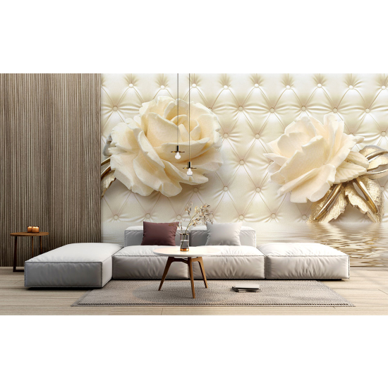 Panoramic Wallpaper - Wall Mural - Quilted Flowers