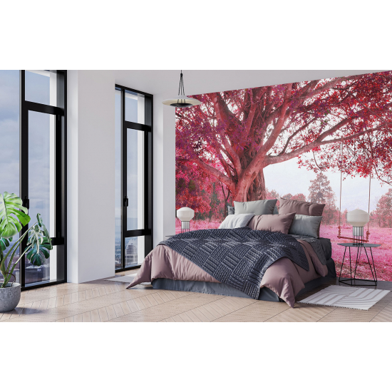 Panoramic Wallpaper - Wall Mural - Red leaf tree