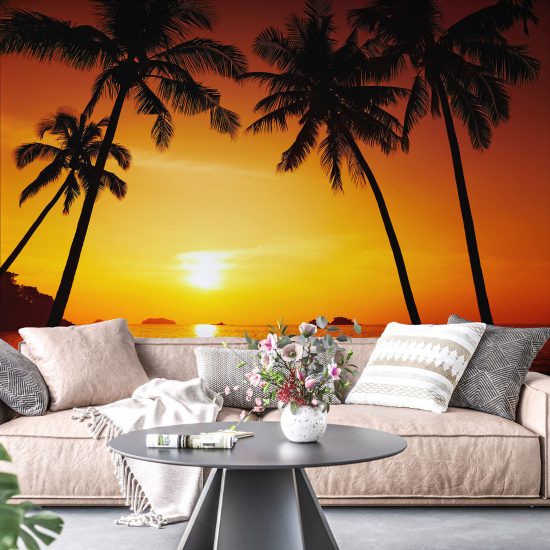 Panoramic Wallpaper - Wall Mural - Sunset Coconut Trees