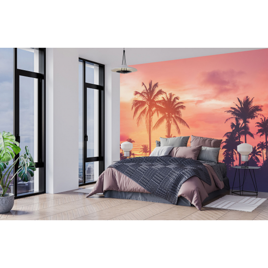 Panoramic Wallpaper - Wall Mural - Sunset Palms