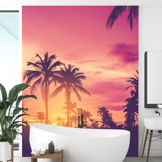 Panoramic Wallpaper - Wall Mural - Sunset Palms