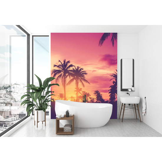 Panoramic Wallpaper - Wall Mural - Sunset Palms